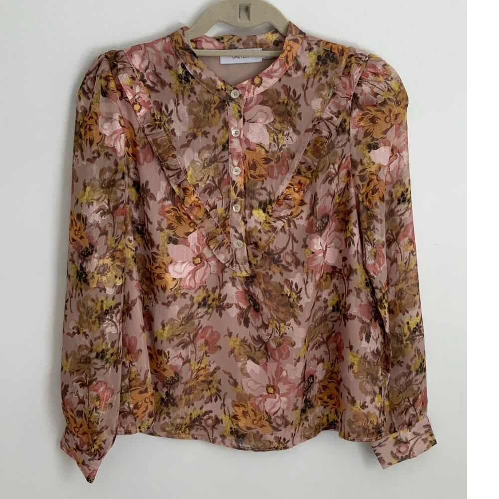 Greylin April Puff sleeve blouse size small